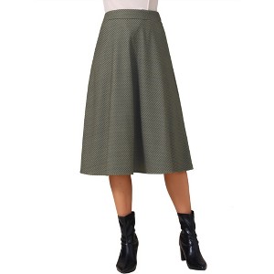 INSPIRE CHIC Women's Flowy Vintage Striped High Waist A-Line Midi Skirt - 1 of 4
