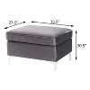 Kumasinova Plush Velvet Fabric Accent Ottoman with Metal Legs,Contemporary Living Room Ottoman Module with High-Resilience Foam Filling,Gray - 3 of 4