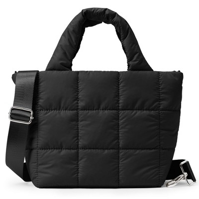 Quilted Tote Bag Small Puffer Crossbody Bag for Women Lightweight Nylon Puffy Shoulder Handbag with Adjustable Strap