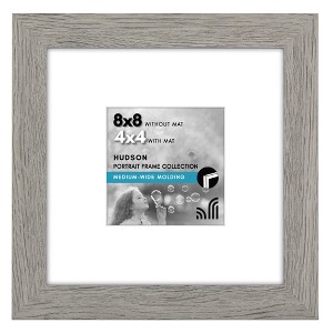 Americanflat 8x8 Picture Frame with Shatter-Resistant Glass - Use as 4x4 Frame with Mat or Display 8x8 Photo Without Mat - Grey Wood - 1 of 1