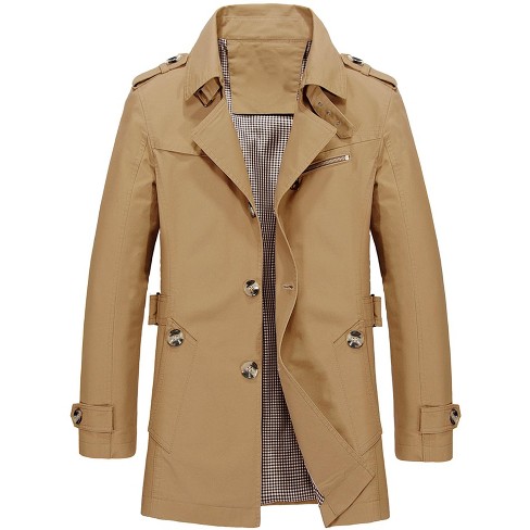 Lars Amadeus Men's Trench Coat Notched Collar Single Breasted ...