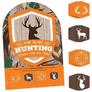 Big Dot of Happiness Gone Hunting - Deer Hunting Camo Baby Shower or Birthday Party Scavenger Hunt - 1 Stand and 48 Game Pieces - Hide and Find Game