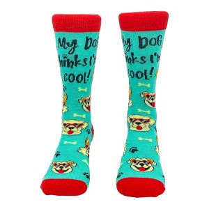 Crazy Dog Women's My Dog Thinks I'm Cool Socks Funny Pet Lover Novelty Cute Graphic - 1 of 4