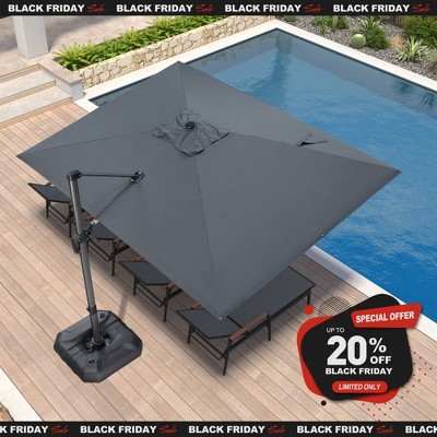 PURPLE LEAF 9x11.5 Ft Cantilever Umbrella Rectangle Outdoor Patio Umbrella Large Umbrella with 360-Degree Rotation Adjustable With Base