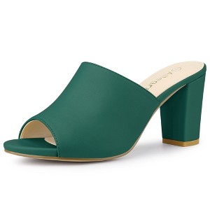 Allegra K Women's Slip-on Block Heel Slide Sandals - 1 of 4