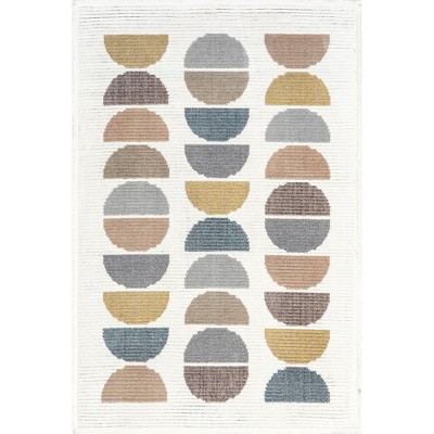 Nuloom Leyla Half Colorful Circles Kids Indoor Area Rug