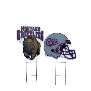 NCAA Montana Grizzlies 2pk Logo and Helmet Garden Stake Set - 1 of 1