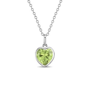 Girls' CZ Birthstone Heart Sterling Silver Necklace - In Season Jewelry - 1 of 1