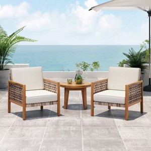 Christopher Knight Home Zelda Outdoor Acacia Wood and Wicker Club Chair - 1 of 4