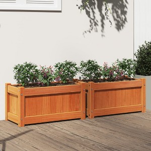 vidaXL Garden Planters 2 pcs Wax Brown Solid Wood Pine - 1 of 4