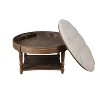 CAVINAS Modern Large Round Ottoman Bench with Bottom Shelf,2-Tier Oversized Storage Ottoman for Living Room - 3 of 4