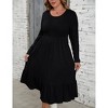Clearlove Women's Fall Winter Dress Plus Size Round Neck Long Sleeve A Line Flowy Ribbed Knit Dresses - 2 of 4