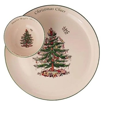 Classic Christmas Holiday Santa Tree shops Chip And Dip Bowl