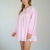 Anna-Kaci Lounge Women's Gingham Long Sleeve Nightgown with Peter Pan Collar and Ribbon Trim Detail - 3 of 4