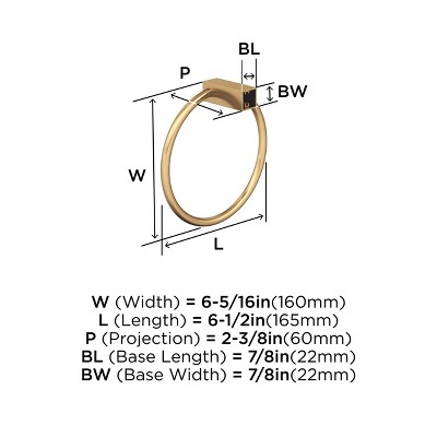 Champagne Bronze Modern Square Wall Mounted Towel Ring