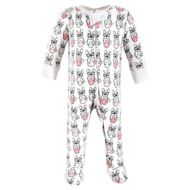 Hudson Baby Infant Girl Cotton Sleep and Play, Bonjour, 3 of 6