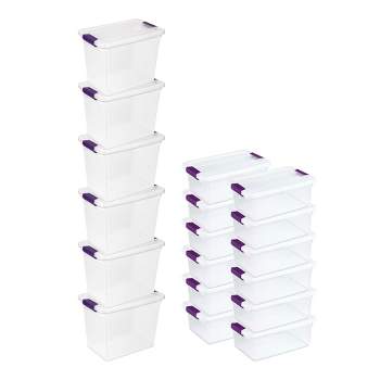 Sterilite 27 Quart Clear Latch Lid Storage Container Tote, 6 Pack, and 15 Quart Clear Latch Lid Storage Container Tote, 12 Pack for Home Organization