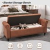 Storage Bed Bench, Faux Leather Upholstered Ottoman Foot Rest with Rolled Arms - 3 of 4