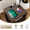 MUUEGM 18" Farmhouse End Table| Nightstand Bedside Table with Charging Station and Door &Storage Shelf - 3 of 4