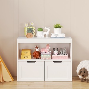 Toy Storage Cabinet with Storage Drawers, Open Shelf, Durable MDF Organizer for Kids Room, 31.5 in Wide-3irtyhousy - 1 of 4