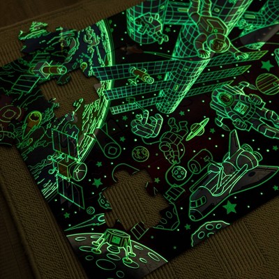 Outer Space Glow-in-the-Dark Cardboard Jigsaw Floor Puzzle - 48 Pieces