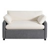 XIYUYEU Single Sofa Chair Chenille Upholstered Wide and Deep Seat Accent Armchair with Fluffy Pillows, Gray+Cream - 2 of 4