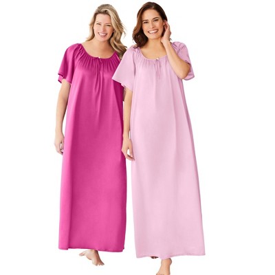 Only Necessities Plus Size 2-Pack Long Silky Gown