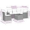 vidaXL 6 Piece Patio Sofa Set with Cushions Black Poly Rattan - Black and Cream With Table - 3 of 4
