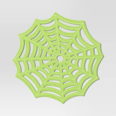 Halloween Spiderweb Charger Placemat Green - Hyde and EEK! Boutique™: Novelty Shape, Polyester, Spot Clean, 15"