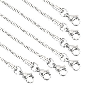 Unique Bargains Round Stainless Steel Charm Snake Chain Necklaces 12 Pcs - 1 of 4