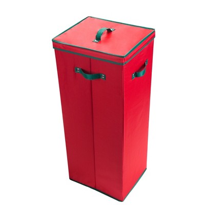 Hastings Home Wrapping Paper Upright Storage Box With Lid and Handles - Red