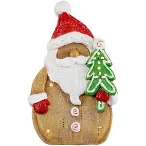 Northlight LED Lighted Gingerbread Santa Claus Glittered Christmas Figure - 15.5" - 1 of 4