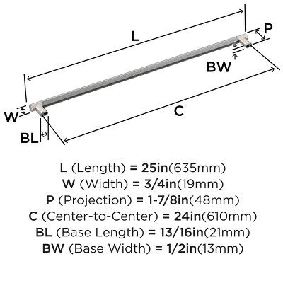 Polished Nickel and Stainless Steel 24-inch Modern Appliance Pull