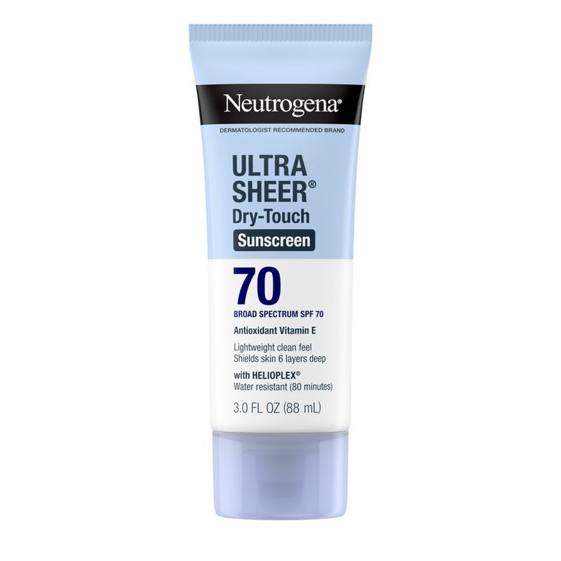 Neutrogena Ultra Sheer Dry Touch Sunscreen Lotion, SPF 70 - 3 fl oz: Noncomedogenic, PABA-Free, Face & Body Use