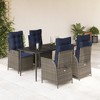 vidaXL Patio Dining Set with Cushions Outdoor Garden Seating Gray Poly Rattan - 63" Table Length Without Footrest 4 Items - 2 of 4
