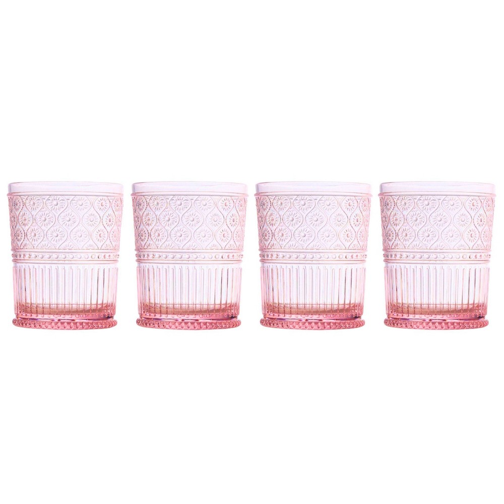 Photos - Glass Godinger Silver Set of 4 Claro Acrylic Double Old Fashion Glasses Blush