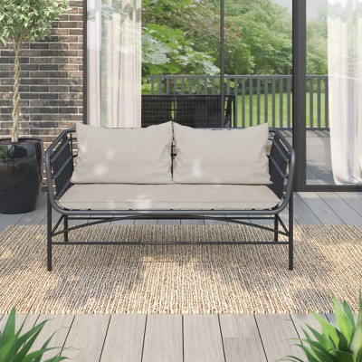 Outdoor Loveseat with Cushions - Cream/Black - TK Classics