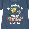 - SpongeBob SquarePants - My Favorite Color Is Christmas Lights Graphic Short Sleeve Fleece Dress - 2 of 4
