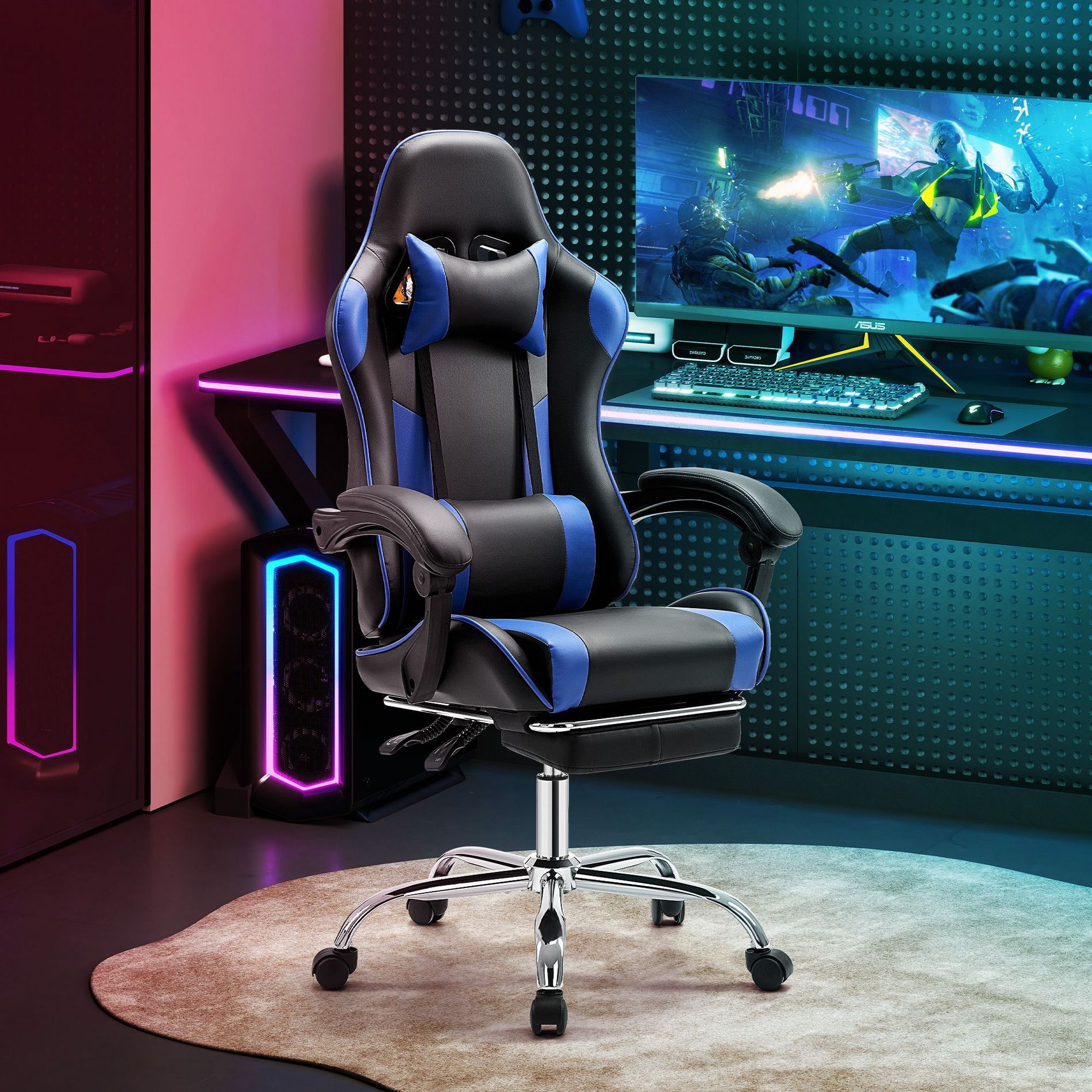 JIONJOY Ergonomic Racing Gaming Chair with High Back, Lumbar Support and Adjustable Armrests