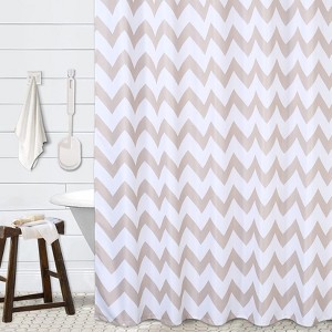Shower Curtain, Chevron Striped Fabric Shower Curtain for Bathroom Geometric Washable - 1 of 4