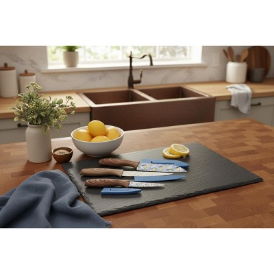 The Lakeside Collection Kitchen Knife Set with Sheaths - Lemon Print - — фото 3