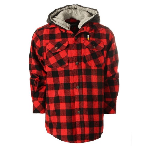 Gioberti Kids And Boys 100 Cotton Removable Hoodie Plaid Checkered Flannel Shirt Black Red Checked Plaid Size 4 Target