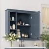 ORRD 35x28" Wall Mounted Bathroom Cabinet w/Mirror & 6 Open Shelves, Modern Medicine Storage Cabinet for Bathroom Organization - 2 of 4