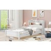 APRILSOUL Wood Full Size Platform Bed with Built-in LED Light, Storage Headboard and Guardrail, White - 2 of 4