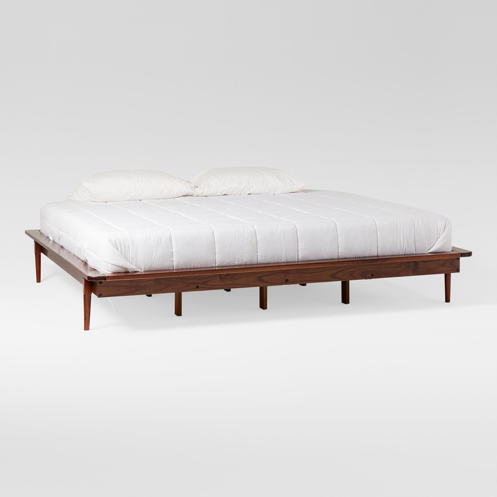 Photos - Bed Boho Solid Wood King Platform  Walnut - Saracina Home