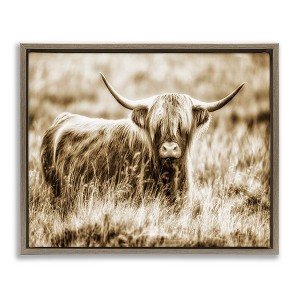 Stupell Industries Vintage Cow In Pasture Floating Frame Canvas Art - 1 of 4