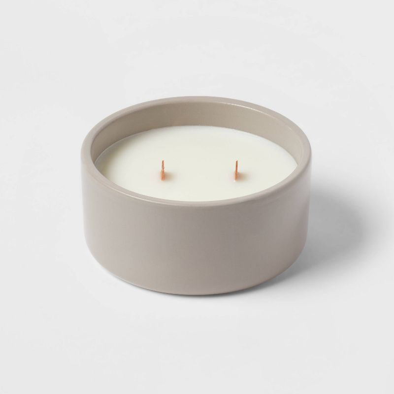 2-Wick Glossy Ceramic Coastal Vanilla + Tarragon Wood Wick Jar Candle Dark Gray 8oz - Threshold&#8482;, 4 of 6