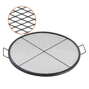 VEVOR X-Marks Fire Pit Grill Grate, Round Cooking Grate, Heavy Duty Steel Campfire BBQ Grill Grid with Handle and Support X Wire - 1 of 4
