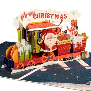 Paper Love 3D Christmas Train Pop Up Christmas Card, 100% Recycled and Eco-Friendly, 8" x 6" Cover - With Note Tag - 1 of 4