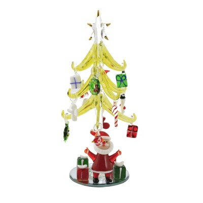 Christmas 8.0" Santa With Glass Tree Presents Candy Cane  -  Decorative Figurines